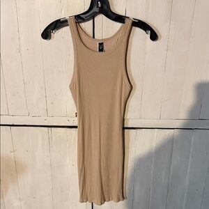 Windsor Beige Ribbed Mini Dress